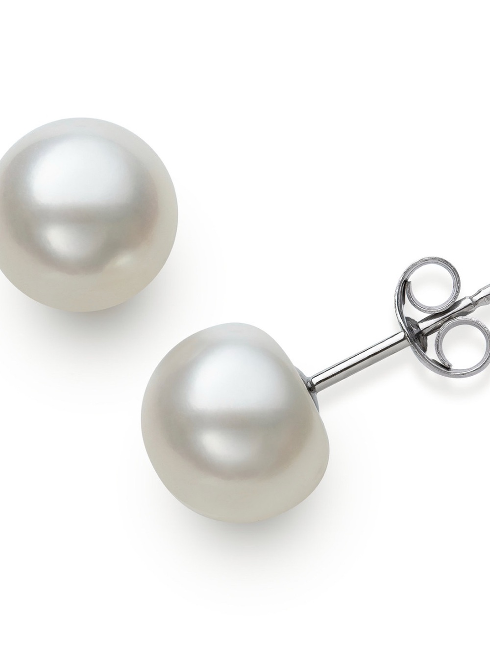 Macy's Silver White Pearl Stud Earrings